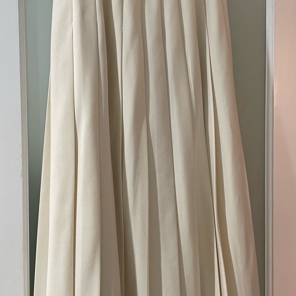 Elegant Cream Vintage pleated  Skirt